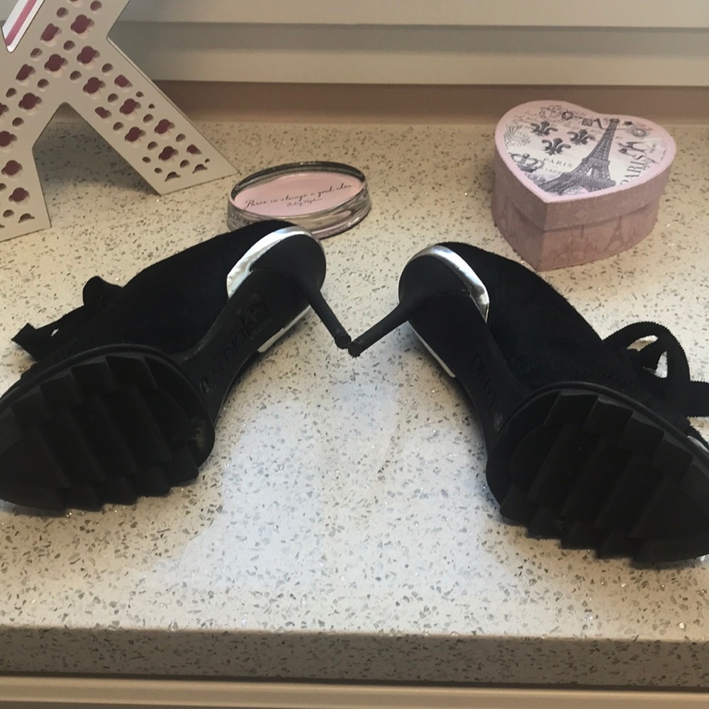 DKNY black lace up booties